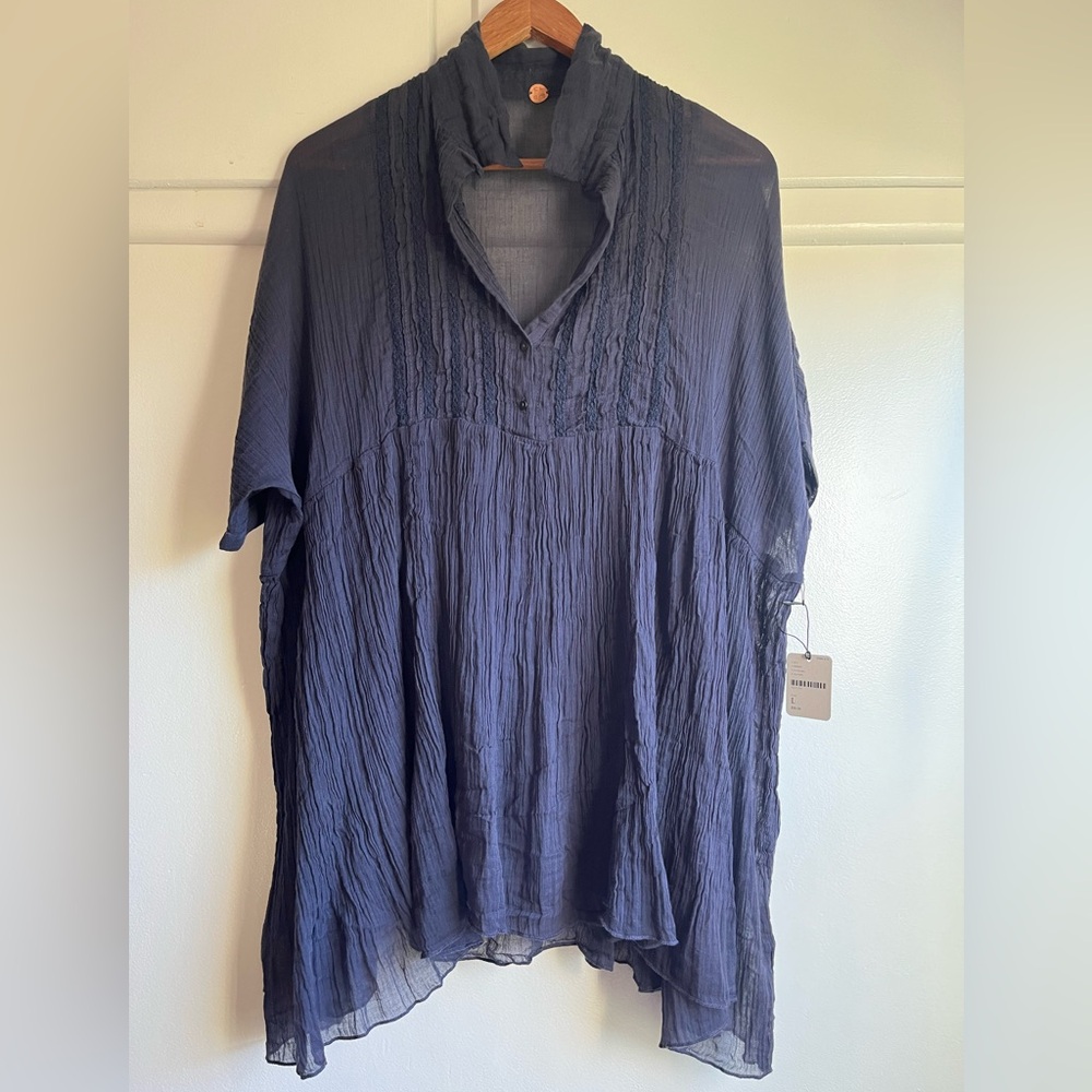 FP One Navy Sheer Blouse